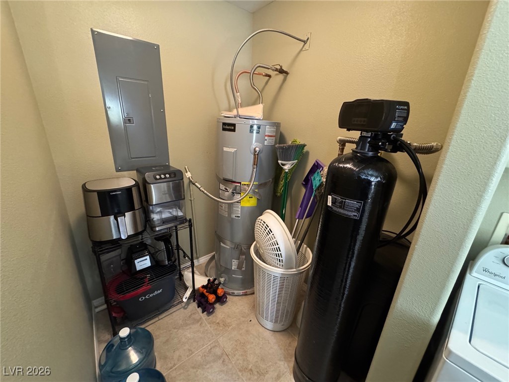504 I Avenue Boulder City, NV 89005 - Photo 42 of 60 Utility room with electric panel, secured water heater, and washer / dryer
