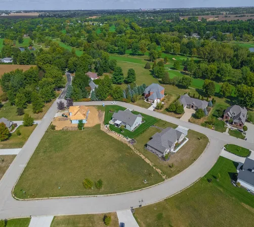an aerial view of a house