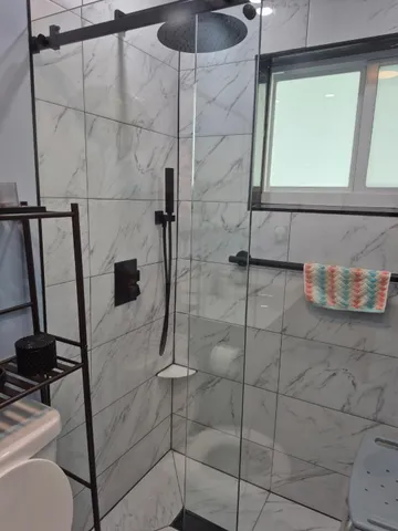 a bathroom with a shower