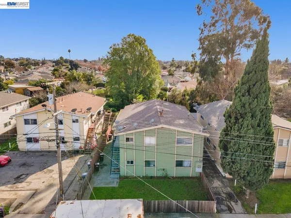 an aerial view of a house