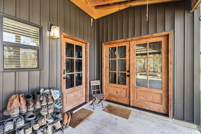 a view of porch with seating space