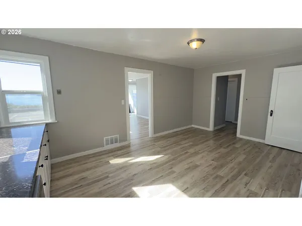 a open hall with a bench