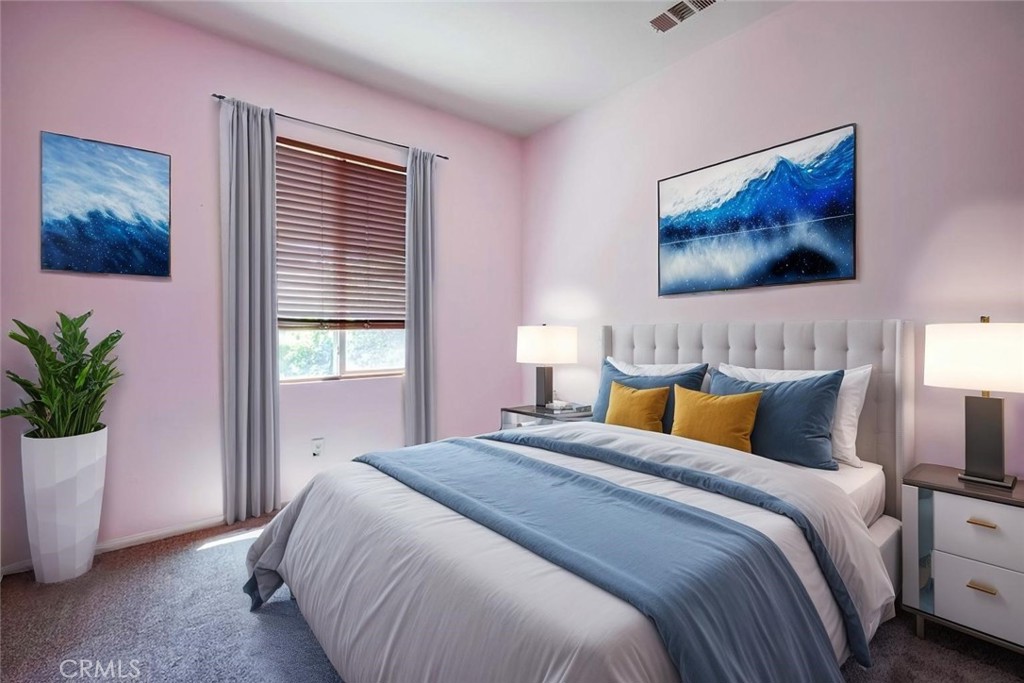 33409 Mesolite Way Menifee, CA 92584 - Photo 10 of 18 a bedroom with bed and wall painting with wooden floor