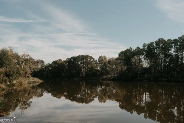 a view of a lake with a mountain in the background