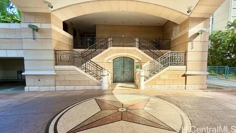 a view of a swimming pool with a outdoor seating