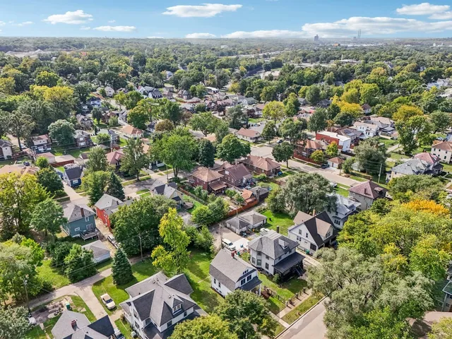 an aerial view of multiple house