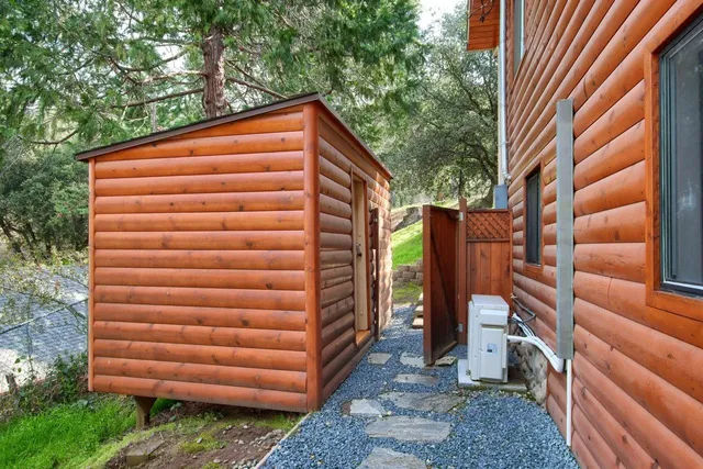 an aerial view of a house