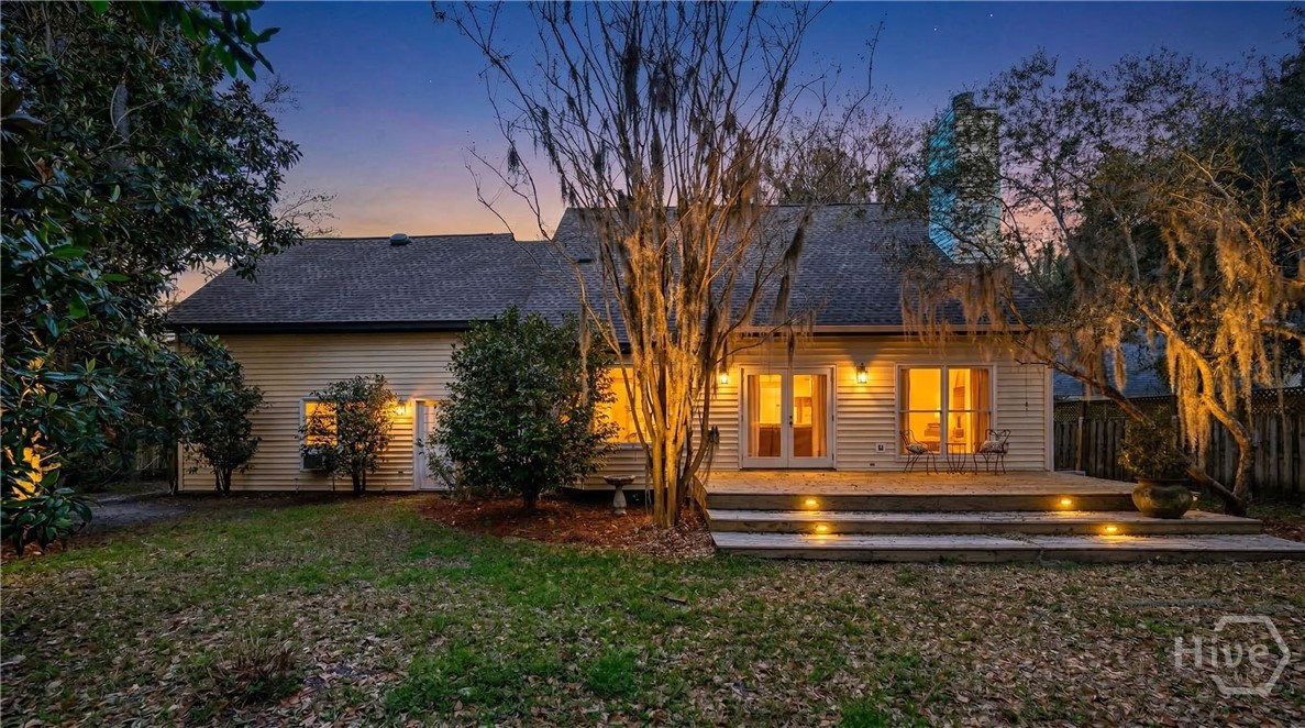 8 Chestley Place Savannah, GA 31406 - Photo 15 of 64 Fenced yard and deck at night