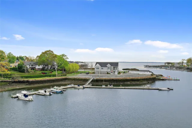 a view of a lake with a big yard