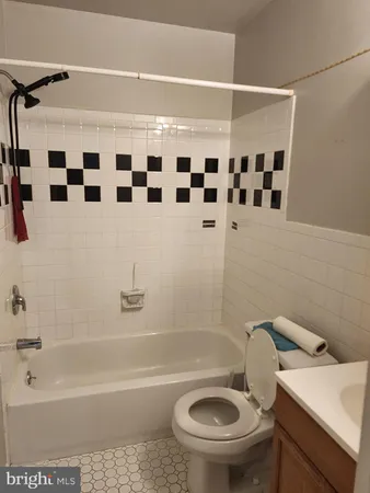 a bathroom with a bathtub