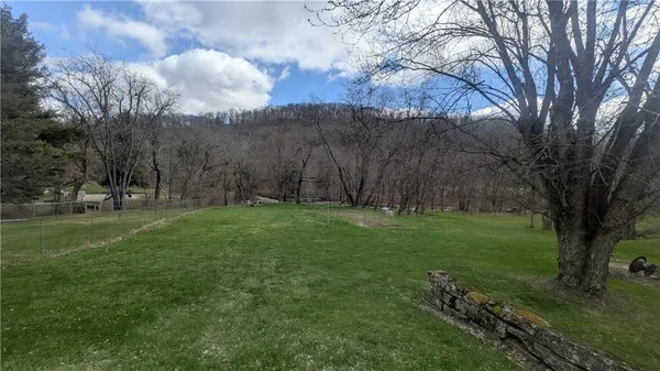a backyard of a house with lots of green space