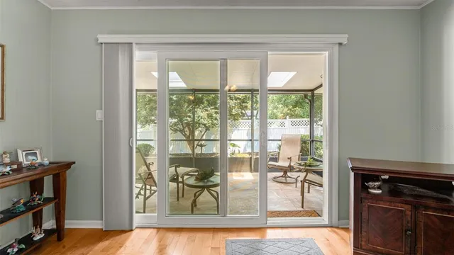 a view of a living room and a window