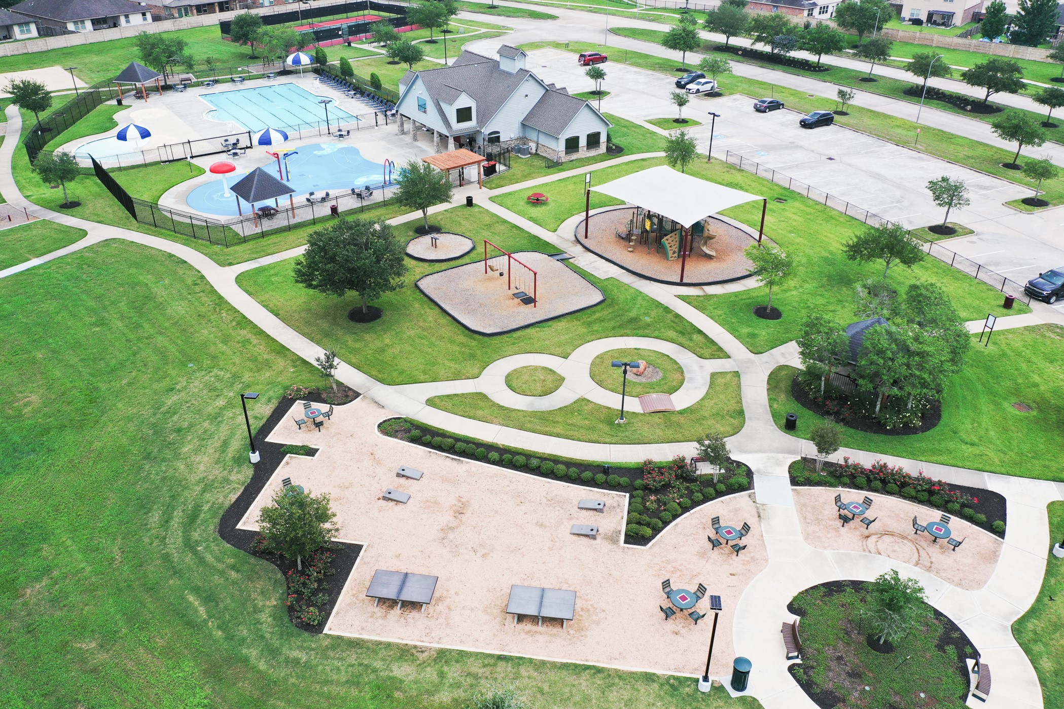9438 Emerald Lakes Drive Rosharon, TX 77583 - Photo 34 of 36 an aerial view of a and swimming pool