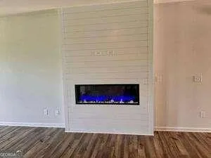 a close up view of a fireplace