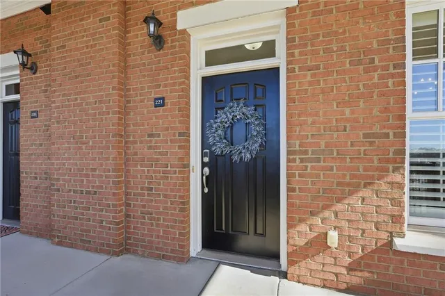a view of a chandelier in a room