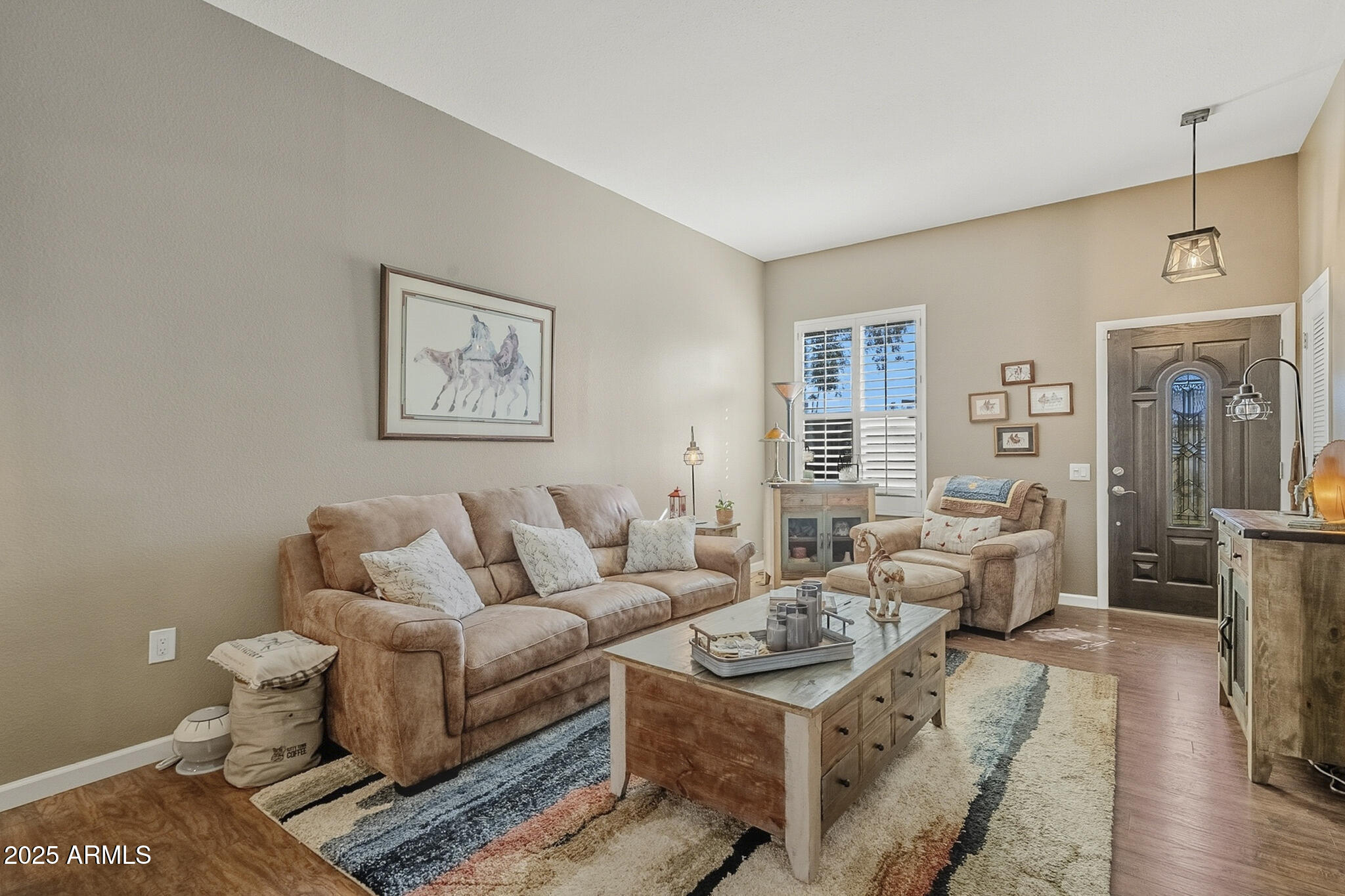 a living room with furniture