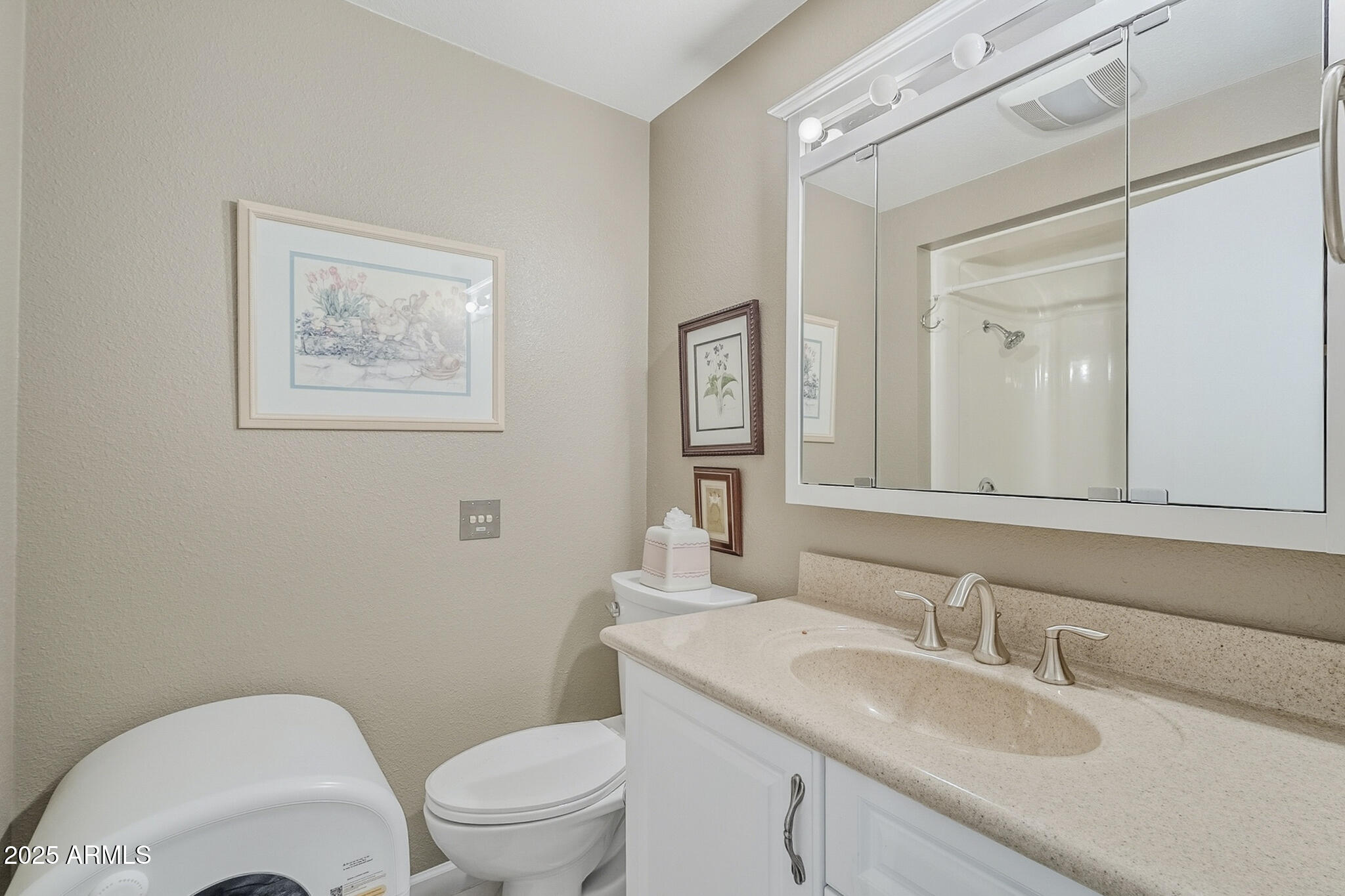 10010 West Royal Oak Road, Unit R Sun City, AZ 85351 - Photo 21 of 28 a bathroom with a toilet a sink and mirror