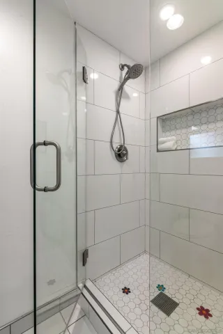 a bathroom with a shower