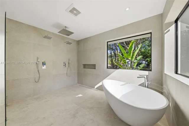 a view of a bathtub in a room