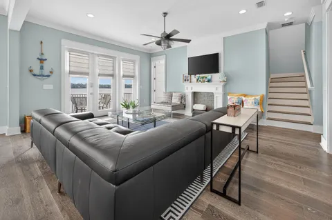 a spacious bathroom with a granite countertop sink and a mirror