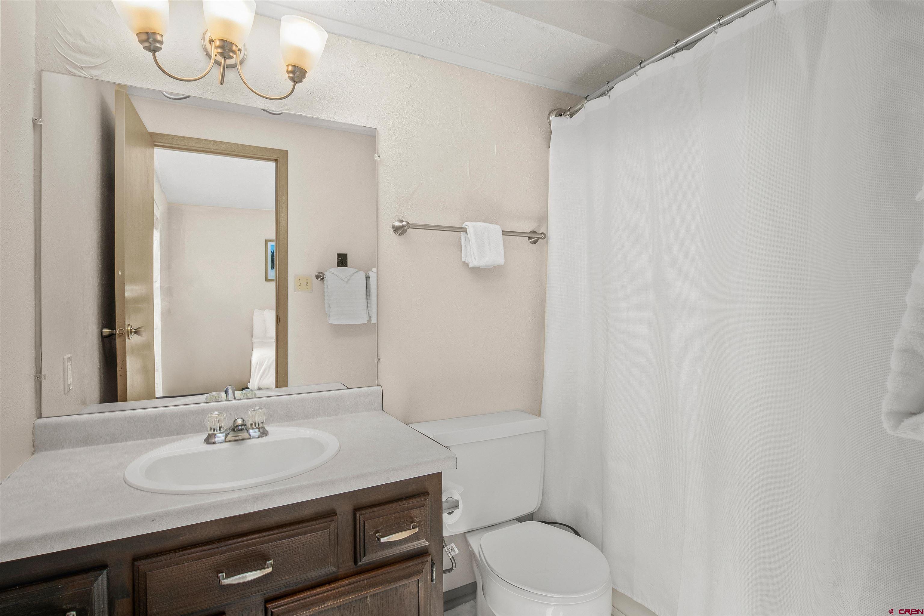 651 Gothic Road, Unit 306 Crested Butte, CO 81225 - Photo 8 of 24 a bathroom with a sink a toilet and a mirror
