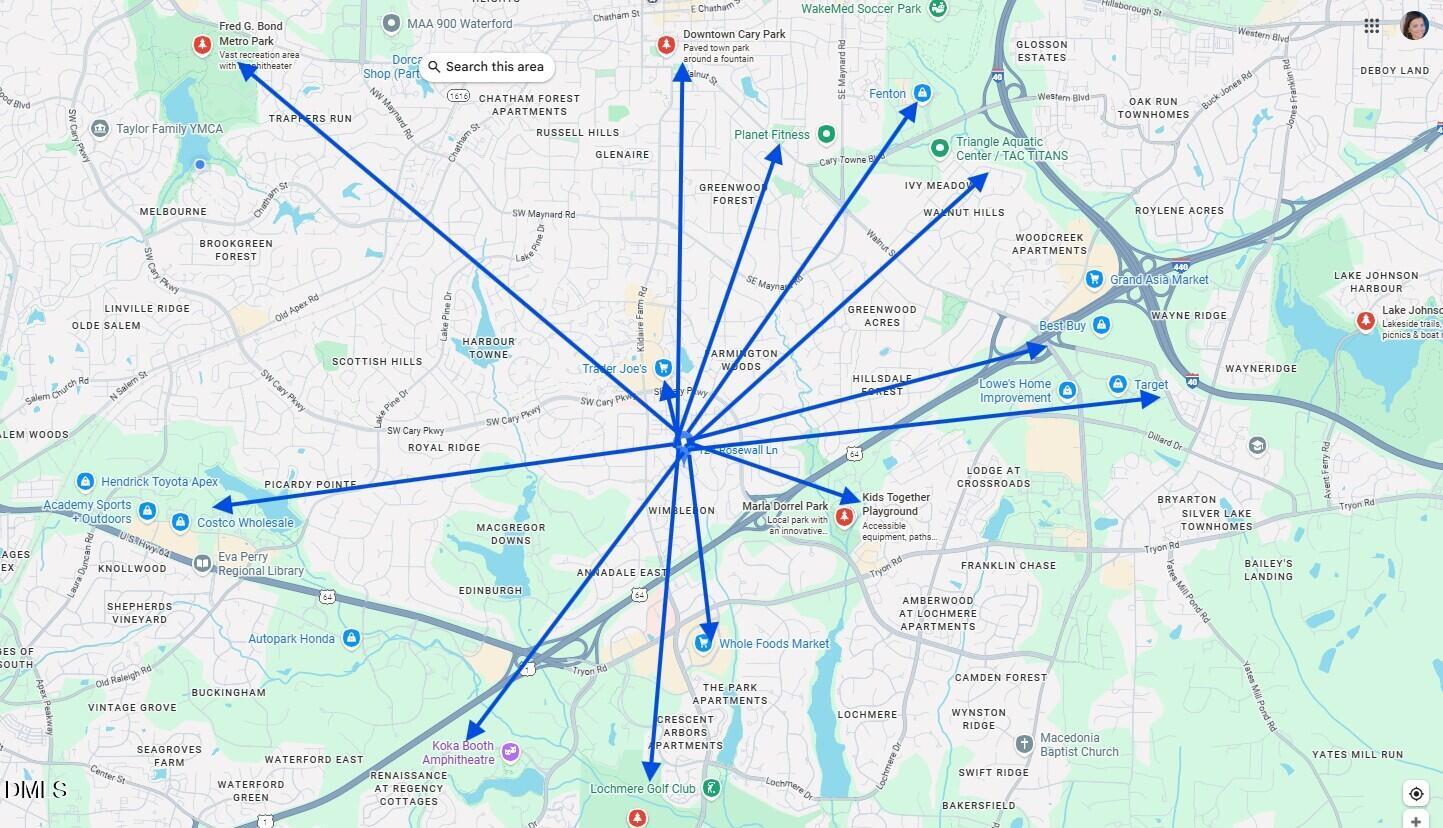 124 Rosewall Lane Cary, NC 27511 - Photo 2 of 32 Things to Do Map