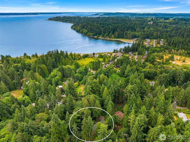 a view of a lake with a mountain