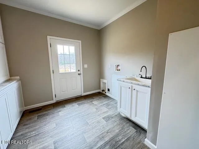 a view of a room with washing machine