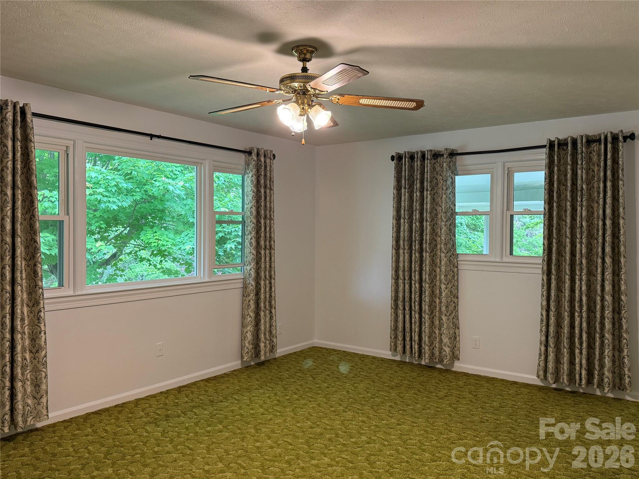 44 Tuttle Road Hendersonville, NC 28792 - Photo 16 of 37 an empty room with windows and chandelier fan