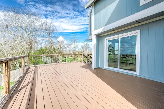 a view of a wooden deck