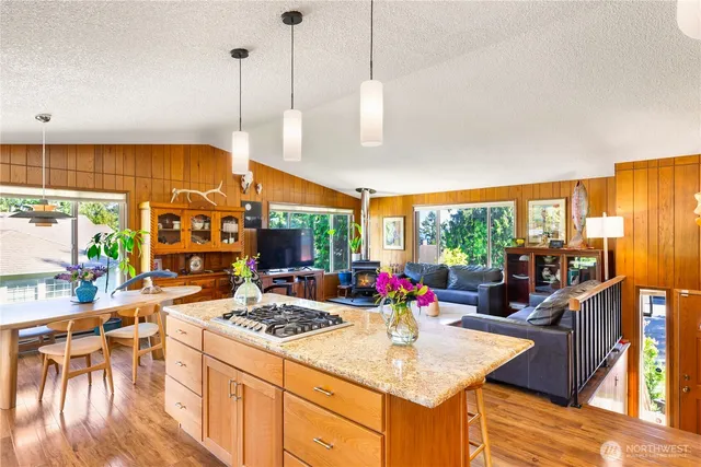 a view of a dining table and chairs