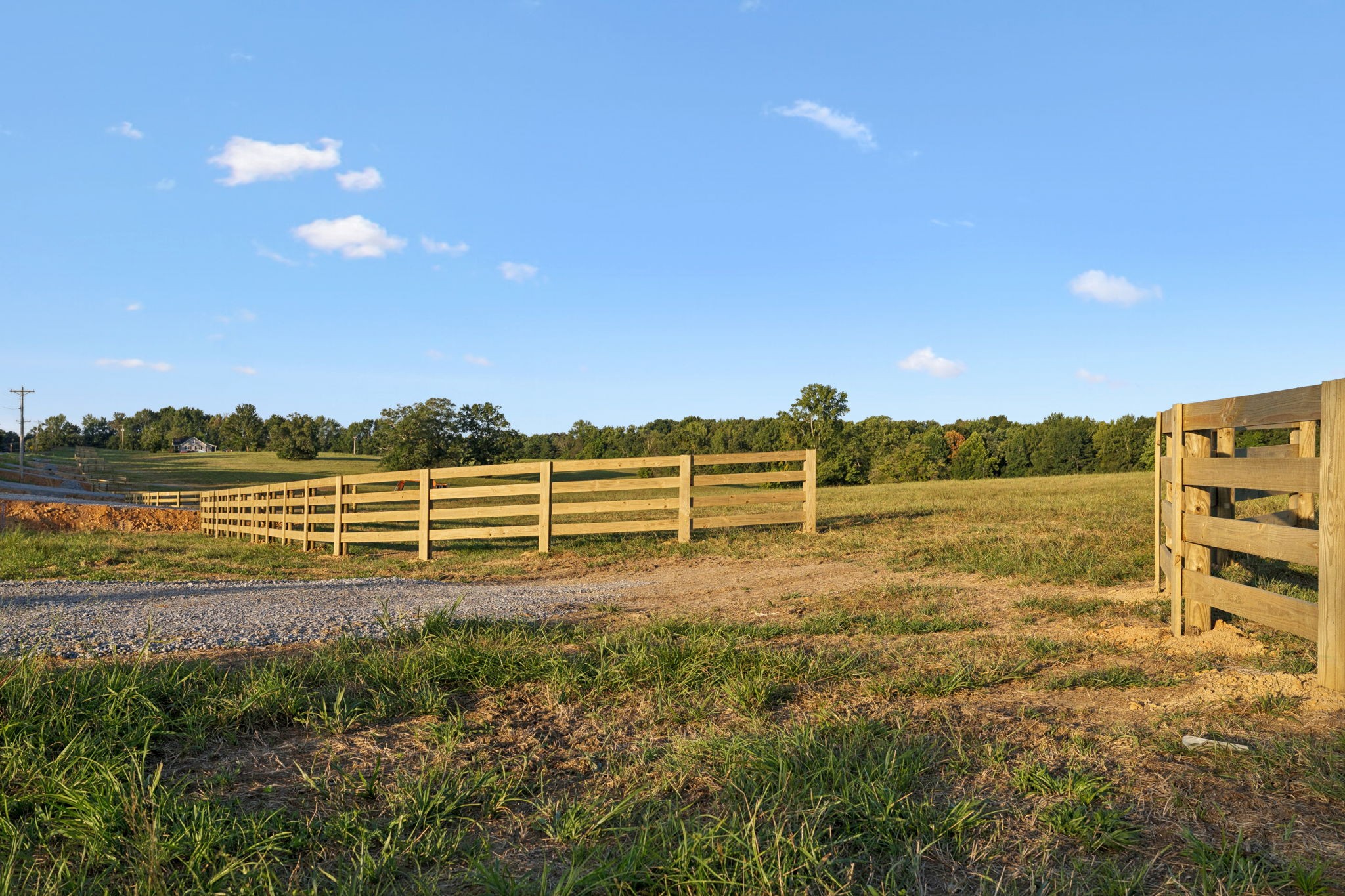 a view of a yard with an ocean view
