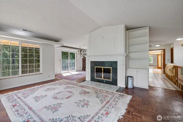 a view of a livingroom with a fireplace