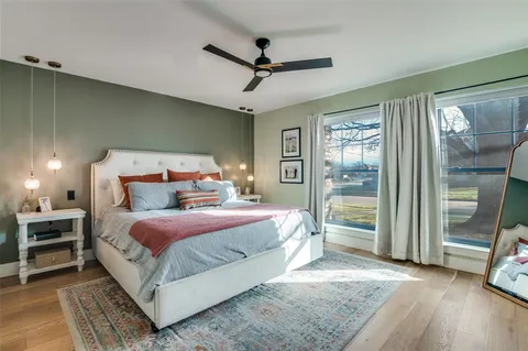 a bedroom with a bed and a walk in closet