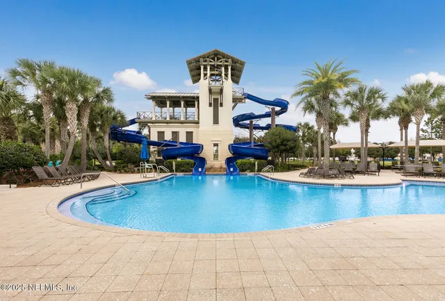 a view of a park with slide