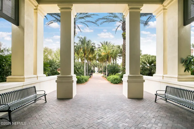 a view of a park with slide