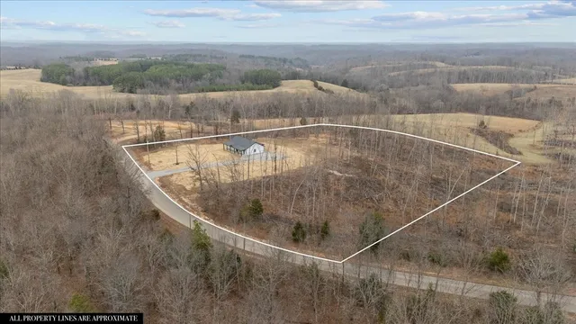 a view of a dry yard in front of a house