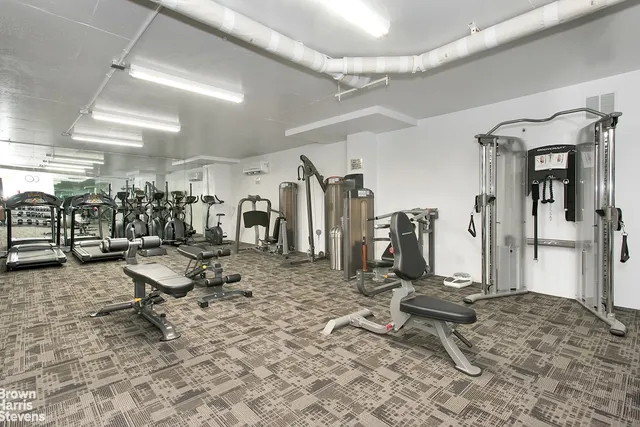 a view of a room with gym equipment