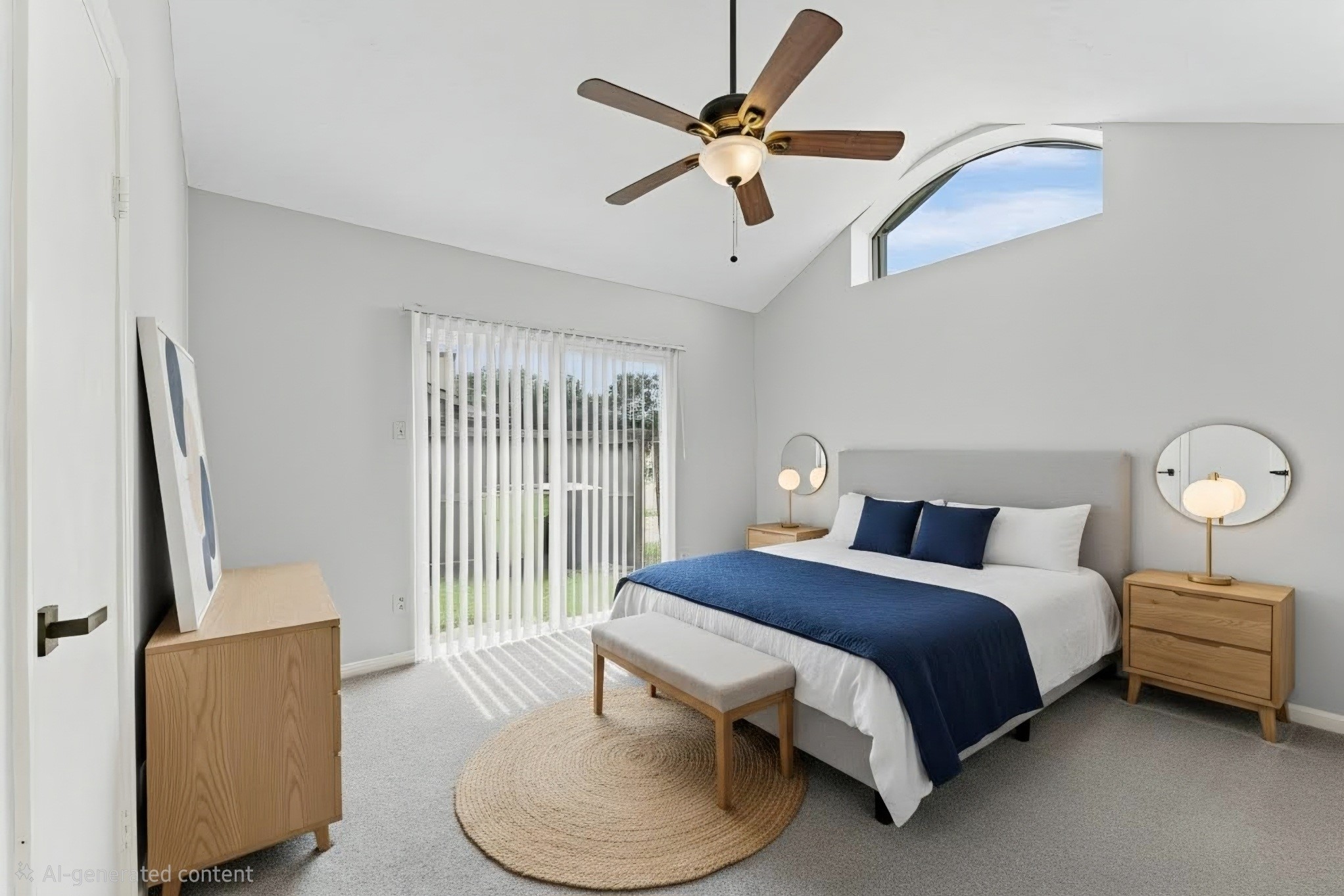 7810 Poitiers Drive Houston, TX 77071 - Photo 17 of 29 1 of the 3 bedrooms located closer to the front door with convenient access to a full bath that is also accessible from a second entrance in the hallway. Nice sized closet. Vaulted ceilings, sliding glass door (newer) and arched window.