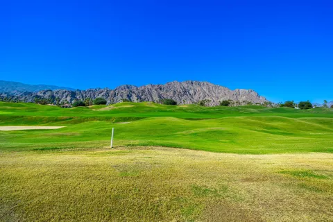 a view of a field with an ocean