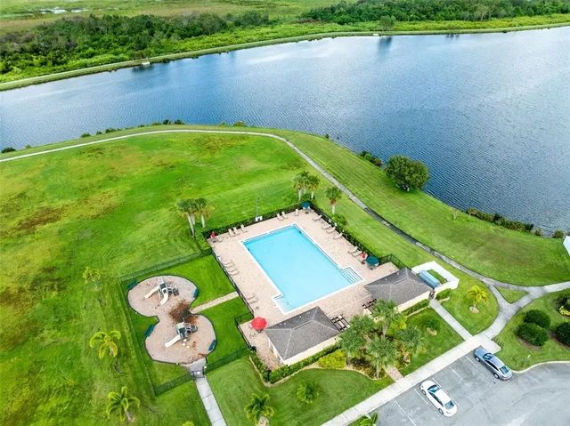 an aerial view of a house