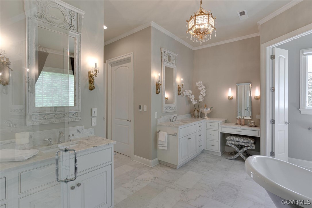 2392 Bel Crest Circle Midlothian, VA 23113 - Photo 20 of 50 a spacious bathroom with a granite countertop sink a toilet mirror and bathtub