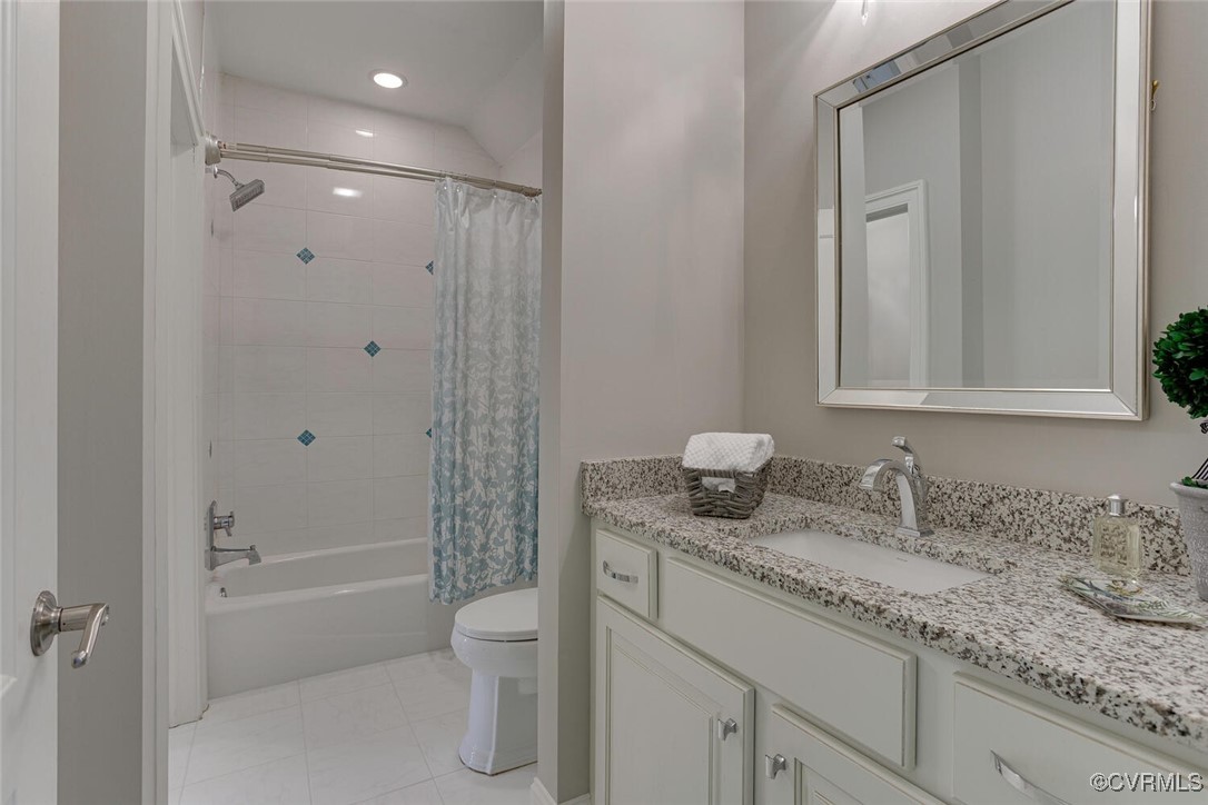 2392 Bel Crest Circle Midlothian, VA 23113 - Photo 27 of 50 a bathroom with a granite countertop sink a toilet and shower