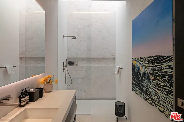 a bathroom with a bathtub