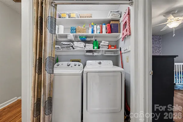 a utility room with dryer and washer