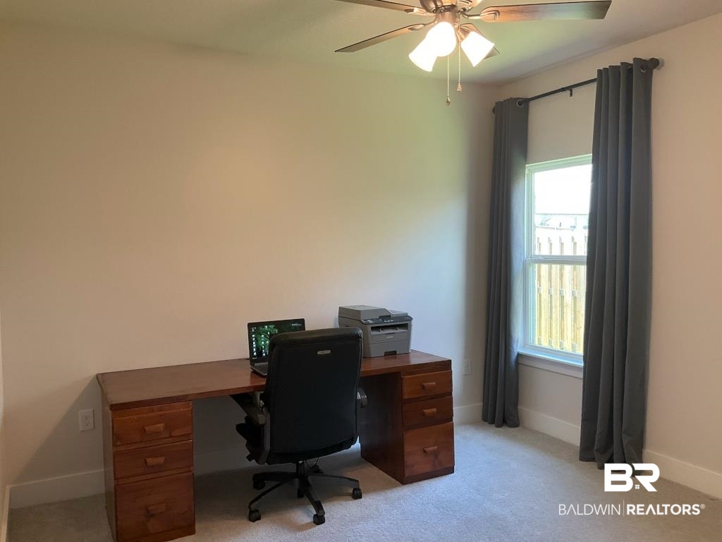 1093 Pheasant Circle Foley, AL 36535 - Photo 20 of 25 Home office featuring light carpet and a ceiling fan