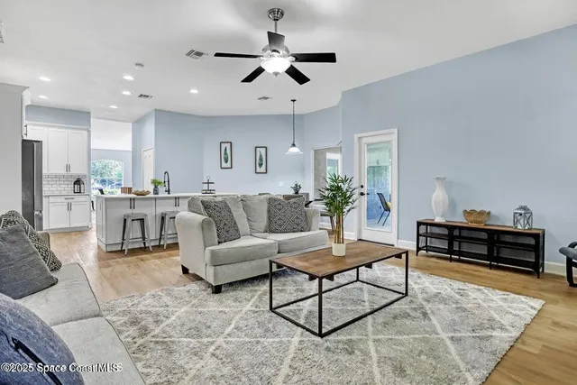 a living room with furniture