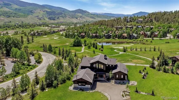 an aerial view of a golf course with garden