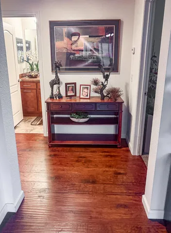 a view of a living room with furniture