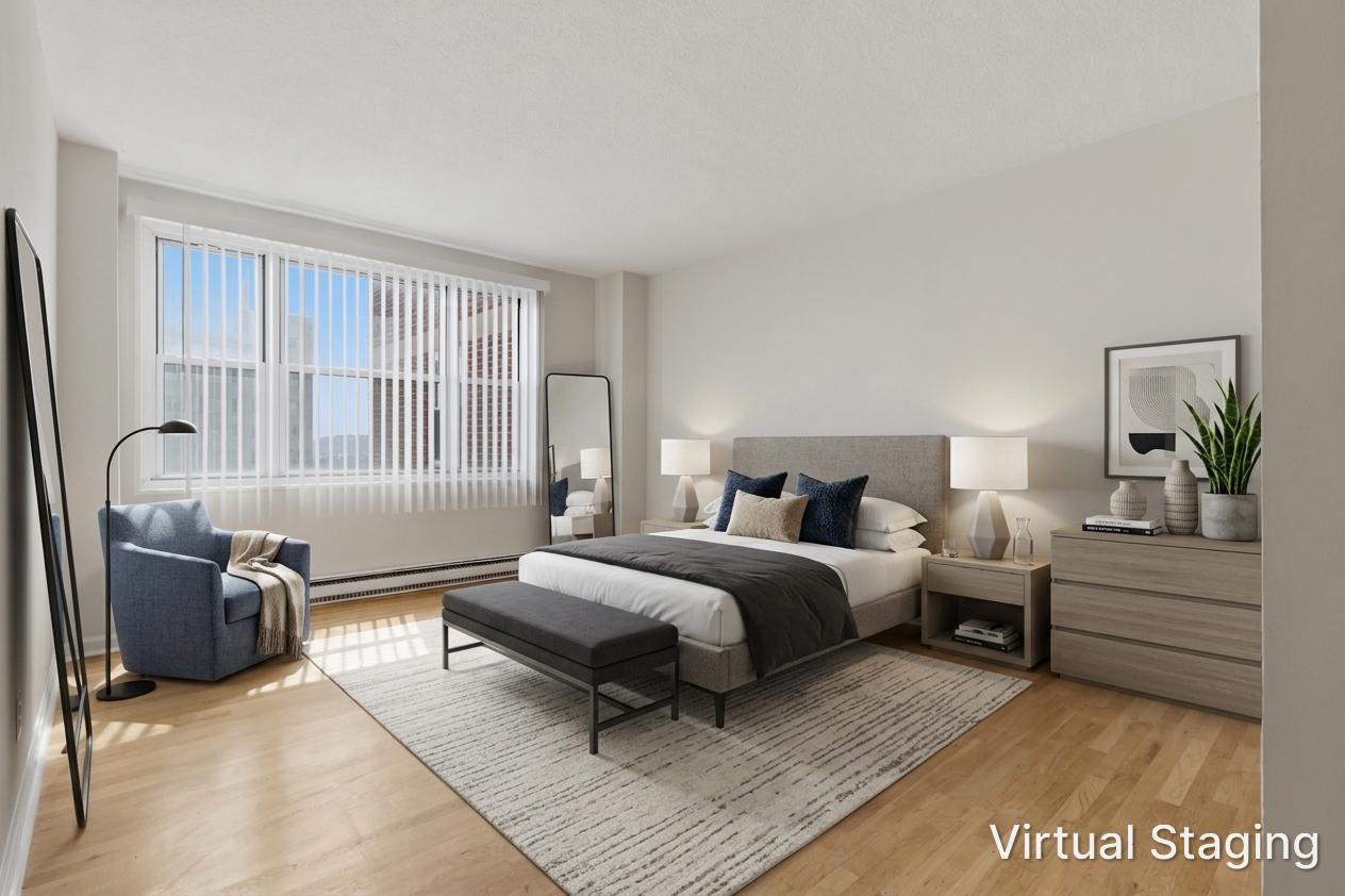 1101 St Paul Street, Unit 1212 Baltimore, MD 21202 - Photo 31 of 36 Master bedroom with virtual staging.